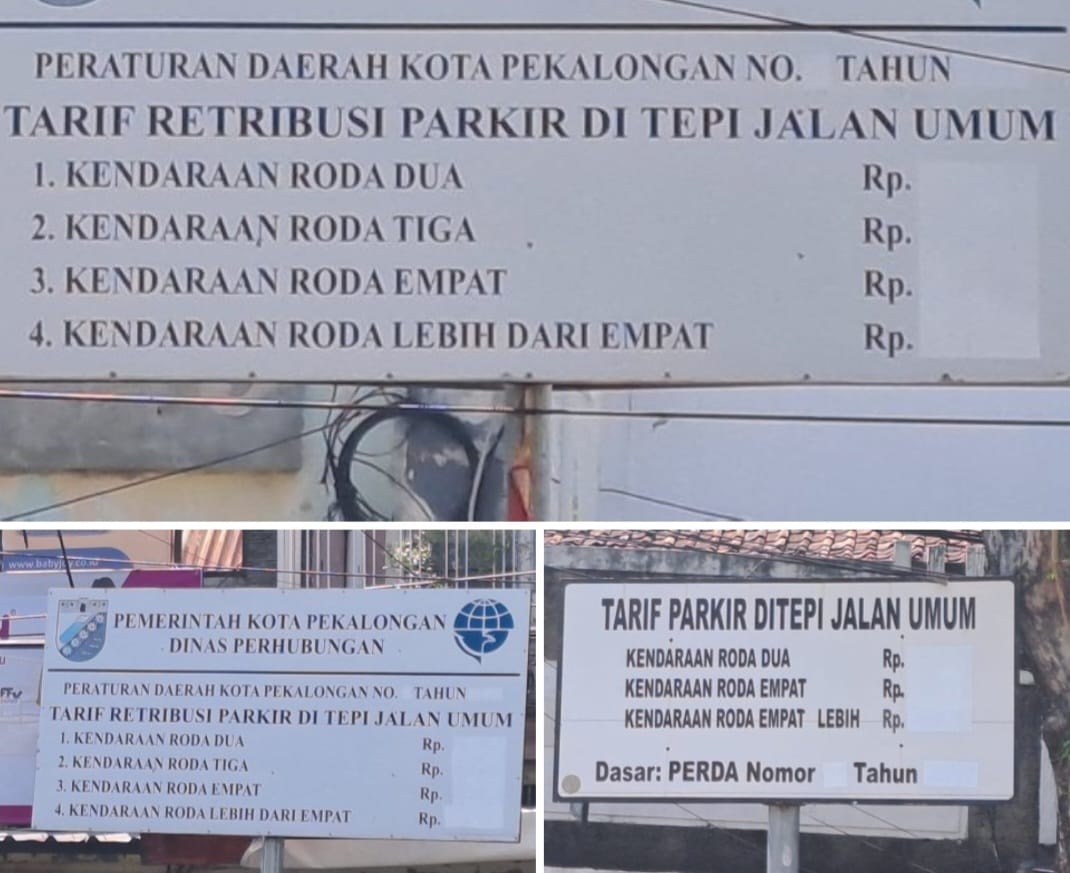 Papan Tarif Parkir di Kota Pekalongan Segera Diganti 