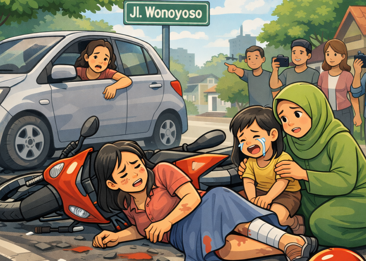 Kecelakaan di Wonoyoso Pekalongan, Pengendara Motor Alami Patah Tulang, Korban Minta Pihak Kepolisian Mengusut Kasus Ini