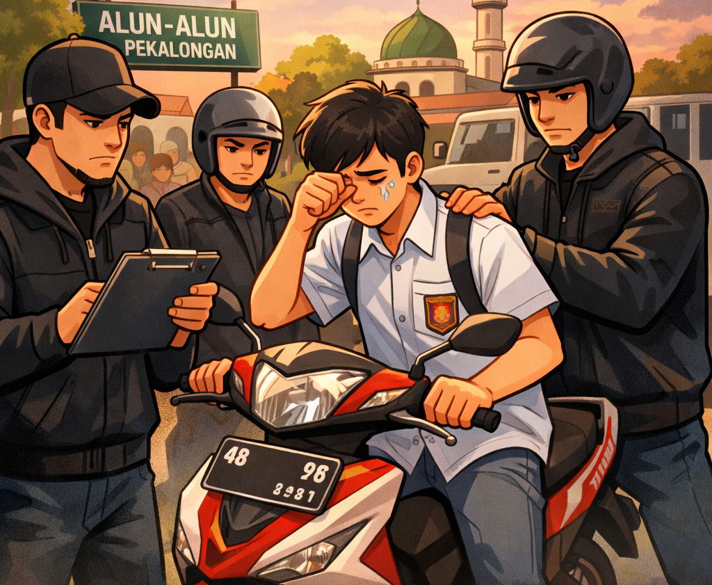 Siswa Kelas XII Dicegat di Alun-alun Pekalongan, Motor Ditarik Oknum DC saat Pulang Sekolah
