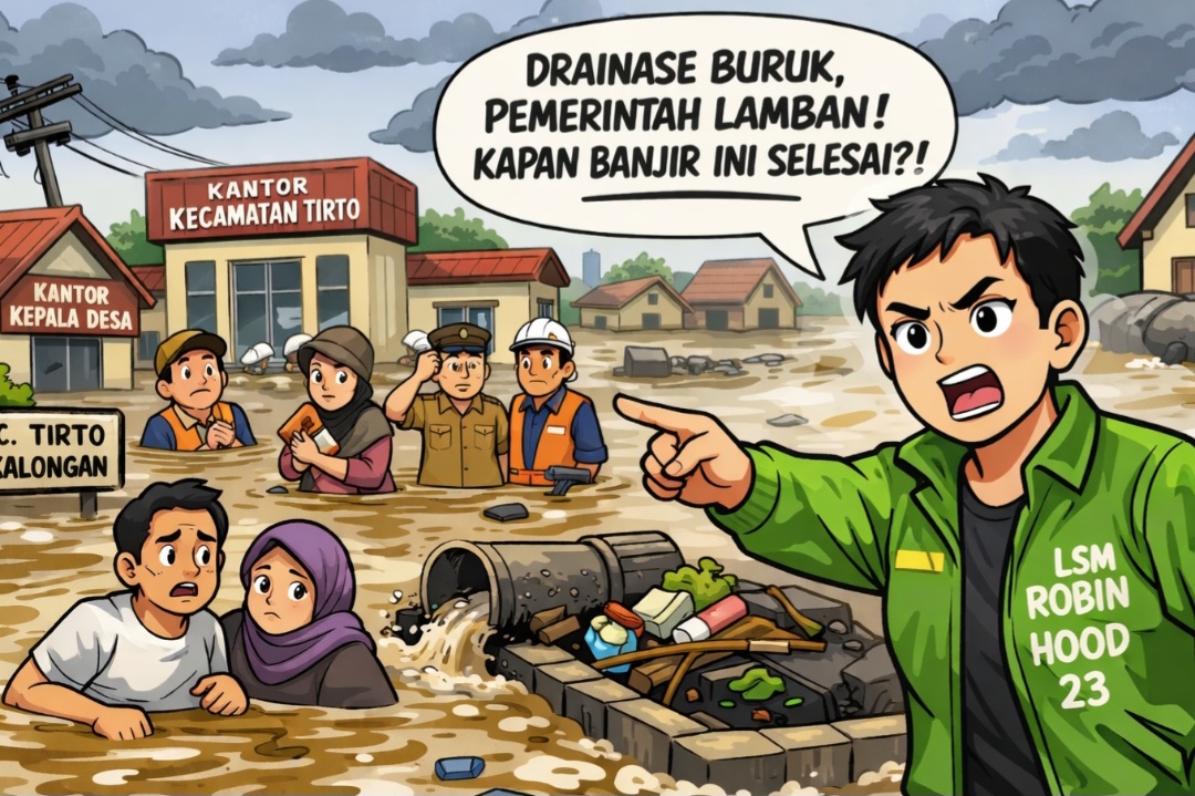 Banjir Tak Kunjung Surut di Kecamatan Tirto, Novi Sekjend DPP LSM Robin Hood 23 Soroti Buruknya Drainase dan Lemahnya Respons Pemerintah